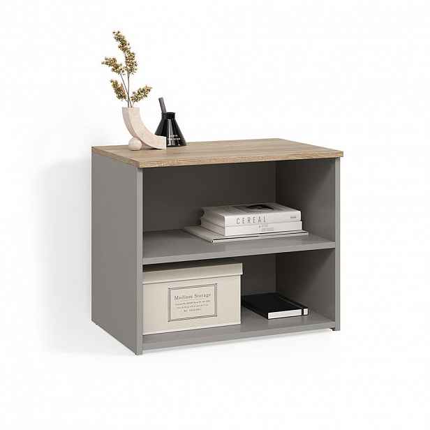 Livinity® NÍZKÝ NÁBYTEK POD TELEVIZI Piave Greige 60 x 50 cm se 2 přihrádkami