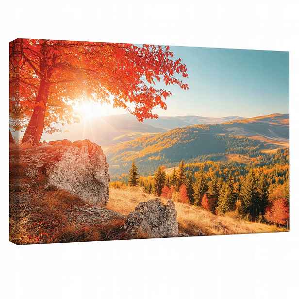 Obraz Podzim hory západ slunce krajina příroda na plátně canvas 120x80 cm