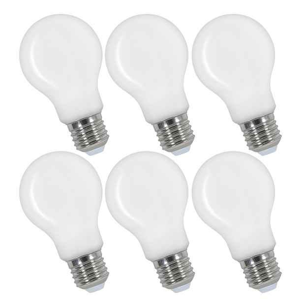 Sada 6× Led žárovka, skleněná, patice E27, tvar A60, 4W, 400 lm, 3000K (teplá bílá) Comely