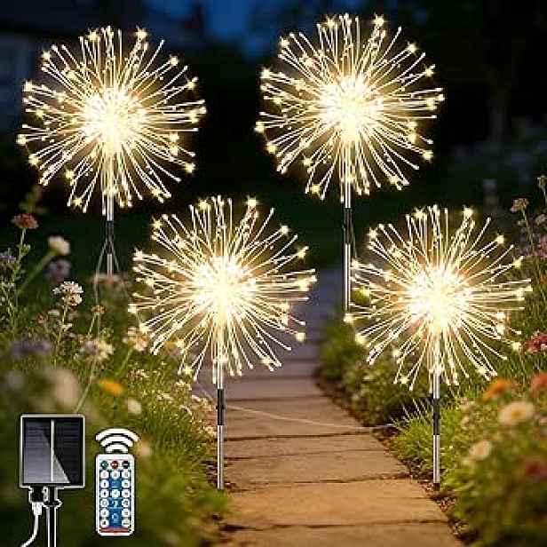 Solární lampy do zahrady 4x120 Led 8 režimů Lampičky Pampeliška Ohňostroj