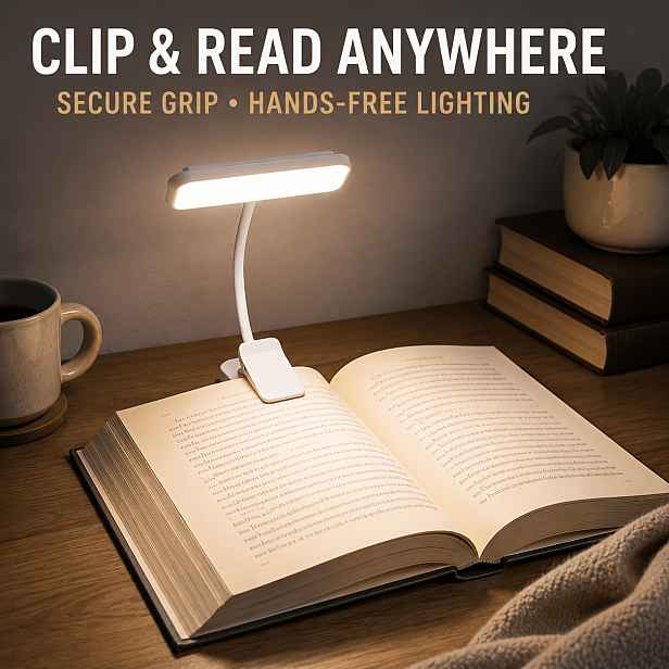 TEMU Dobíjecí LED čtecí lampa s , 360stupňově nastavitelná ohebná tyč lampy, podporuje přepínání mezi bílým světlem / teplým světlem / teplým bílým