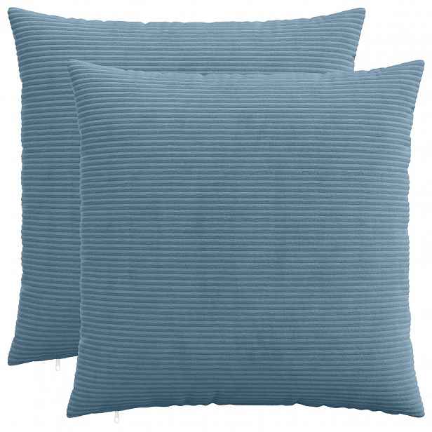 vidaXL Povlak na polštář 2 pcs HEERLEN Modrá 55 x 55 cm manšestr
