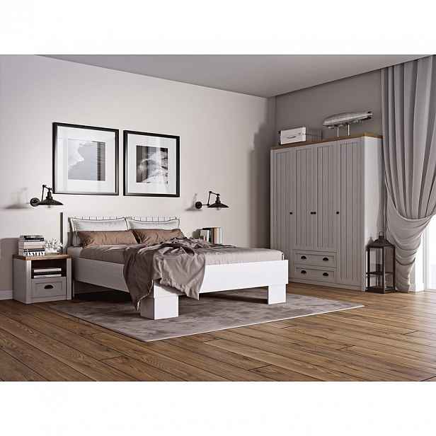 Nábytek do ložnice s postelí 160x200 ALZEY - borovice andersen / dub lefkas tmavý