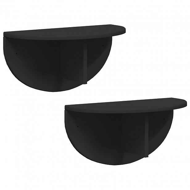 vidaXL Nástěnná polička 2 ks Černá 48 x 24 x 24 cm Kompozitní dřevo