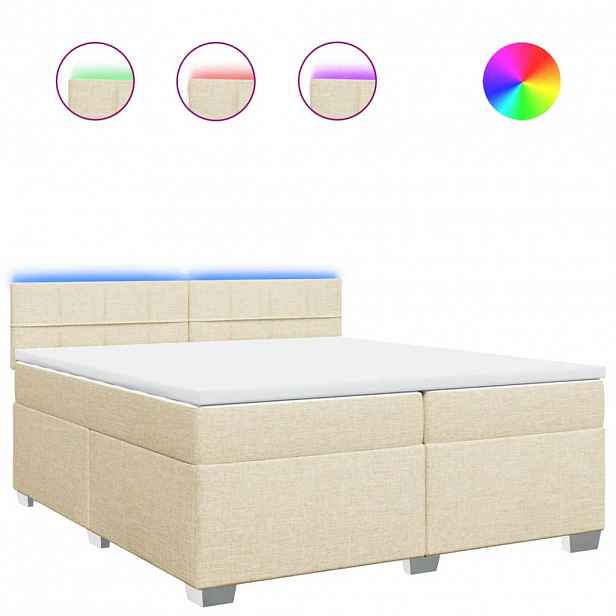 vidaXL Box spring postel s matrací krémová 200x200 cm textil