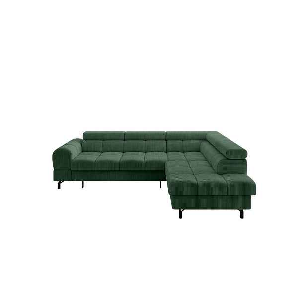 ALTDECOR ROHOVÁ SEDAČKA s funkcí spaní otomana vpravo LUMA-L 272x203x70 zelená manšestr