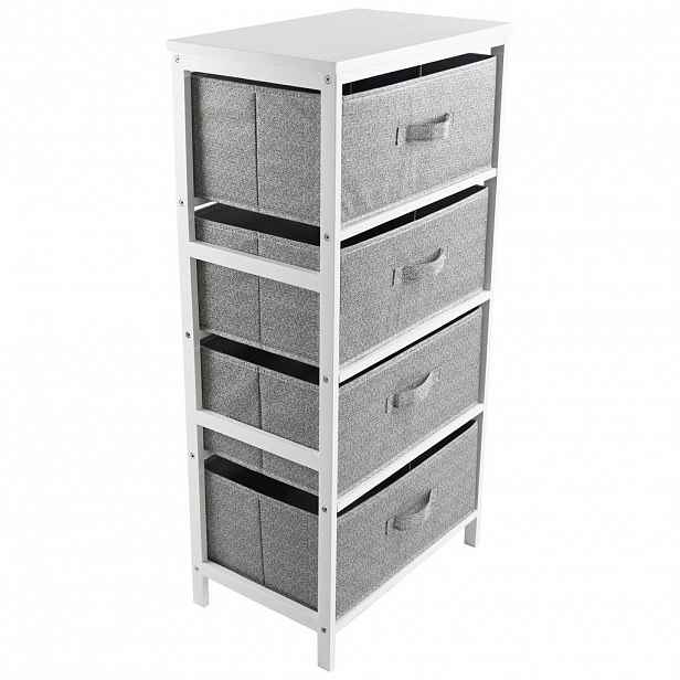 Carryhome KOMODA, borovice, šedá, bílá, 46/94/30 cm