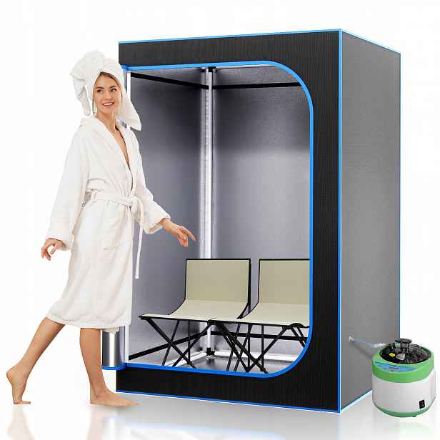 Domácí Dvoumístná Sauna Serenelife S Židlemi, Silná Parní Sauna Pro 2 Osoby