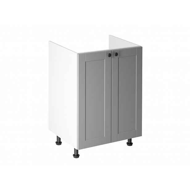 Dvoudveřová dřezová skříňka LUMEA - šířka 60 cm, šedá / bílá