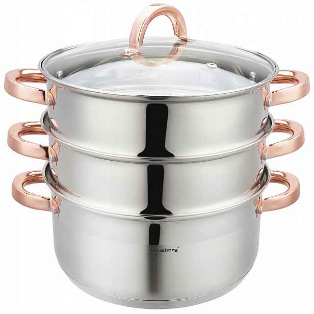 Hrnec 5 L vaření V Páře, indukční hrnec z nerezové oceli 2 Vložky 24 cm
