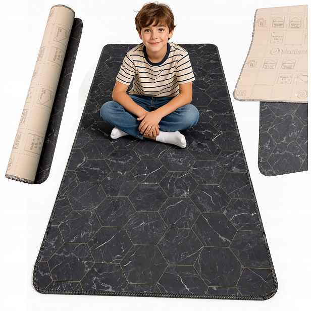 Koberec Běhoun 80x200 Pvc podložka voděodolná, vzor linolea obšitý