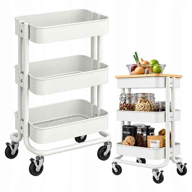 Kuchyňský vozík Ikea Raskog Bílý 3 police 28x38x61 cm kovový na kolečkách