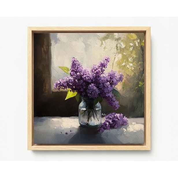 Obraz Rám Americký Box Květiny Fialový Bez Lilak Kytice Dekorace 50x50