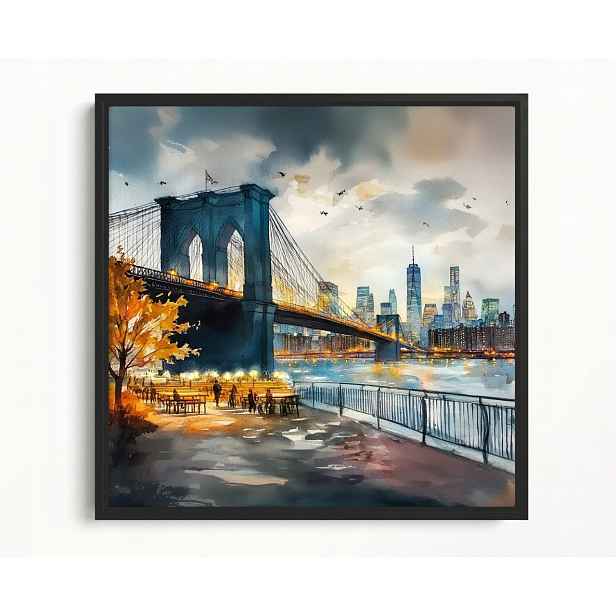 Obraz Rama American Box Pohled New York Nyc Manhattan Most Brooklyn 50x50
