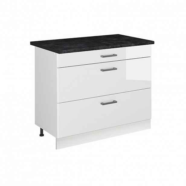 Vicco SPODNÍ SKŘÍŇKA KUCHYŇSKÉ LINKY R-Line, Bílá vysoký lesk/Bílá, 100 cm pracovná doska antracitová