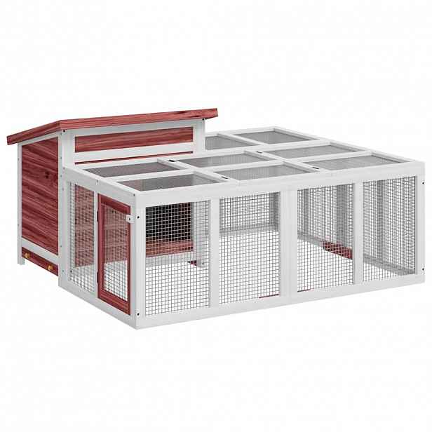 vidaXL Králíkárna moka 144 x 123 x 67,5 cm masivní borové dřevo