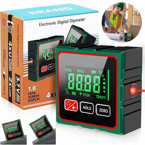 Laserový Digitální Úhloměr Inklinometr Usb Magnetický LCD displej