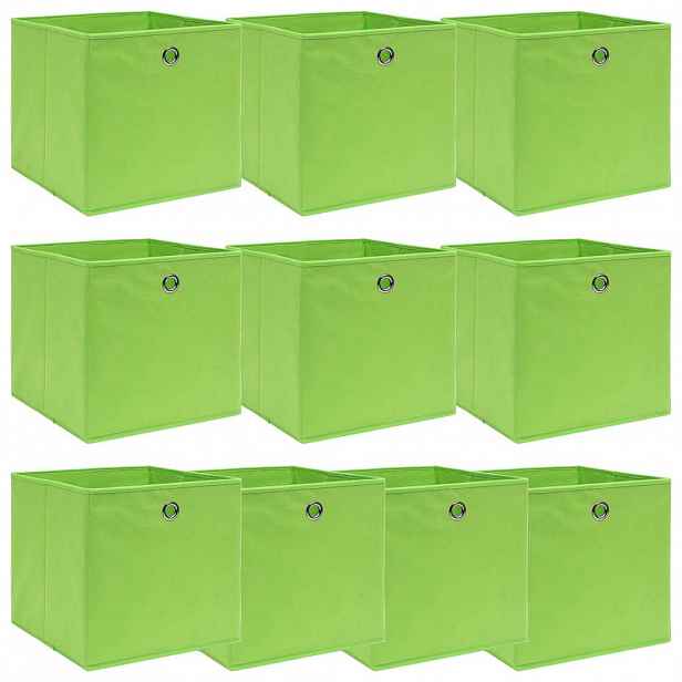 vidaXL Úložné boxy 10 ks zelené 32 x 32 x 32 cm textil