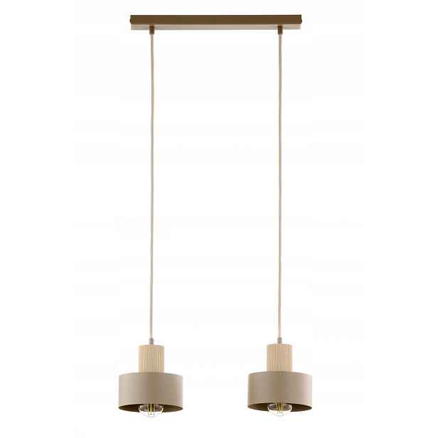 Závěsná lampa béžovo-dřevěná 2xE27 42 cm Rif Wood Sigma Lighting