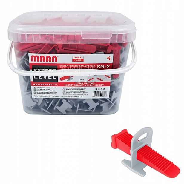 sada pro vyrovnávání dlaždic 4-15 mm klipy 2 mm klíny svorky 600 ks