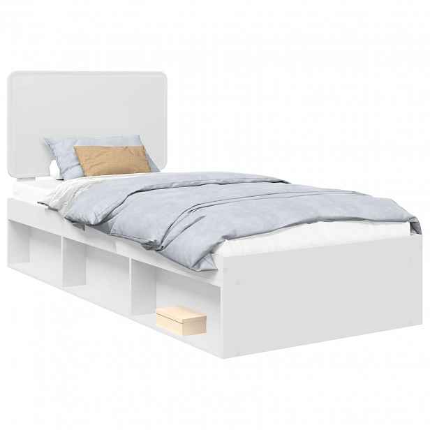 vidaXL Rám postele s čelo Bílá 90 x 190 cm Masivní borové dřevo