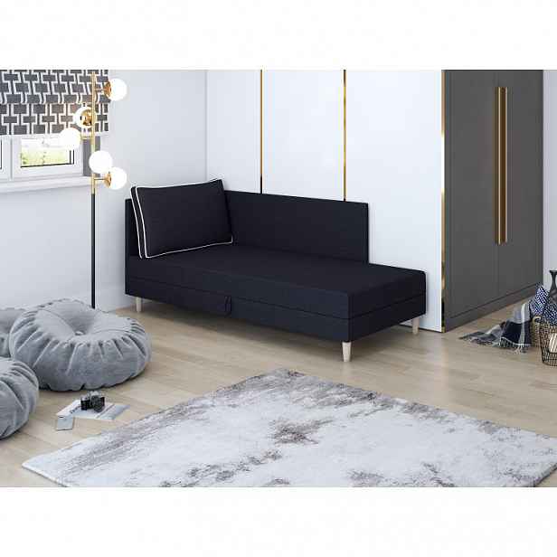 Čalouněné jednolůžko 90x195 ZORYNA PLUS 2 s úložným prostorem - černé