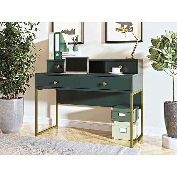 Designová toaletka/PC stůl Chimney, zelená/zlatá