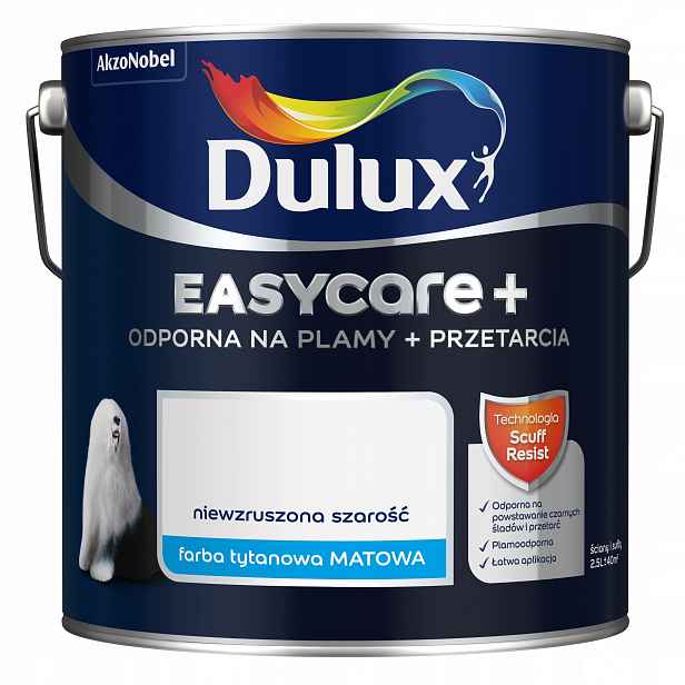 Dulux Barva Latexová Barva Easycare+ 2,5 L, Neotřesitelná Šedá