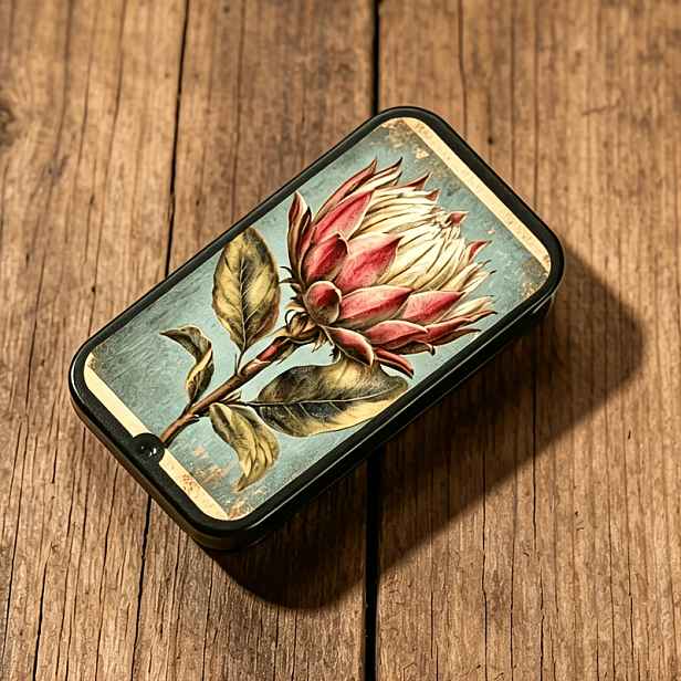TEMU 1 ks Retro Plechová Krabička na Zapalovače s Houby a Květiny — Vintage Elegantní Zapalovač, Jednoduchý Přenosný Luxusní Zapalovač, Zapalovače