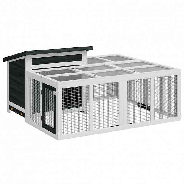 vidaXL Králíkárna šedá 144 x 123 x 67,5 cm masivní borové dřevo