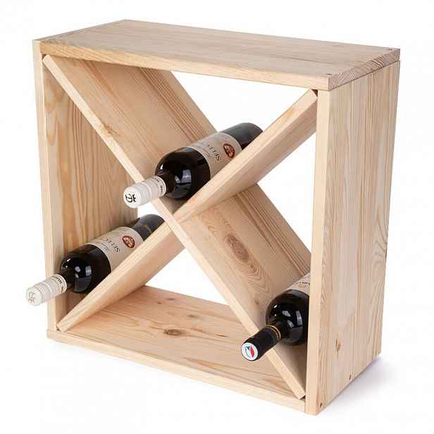 Police na víno dřevěná čtverec