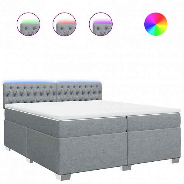 vidaXL Box spring postel s matrací světle šedá 200 x 200 cm textil