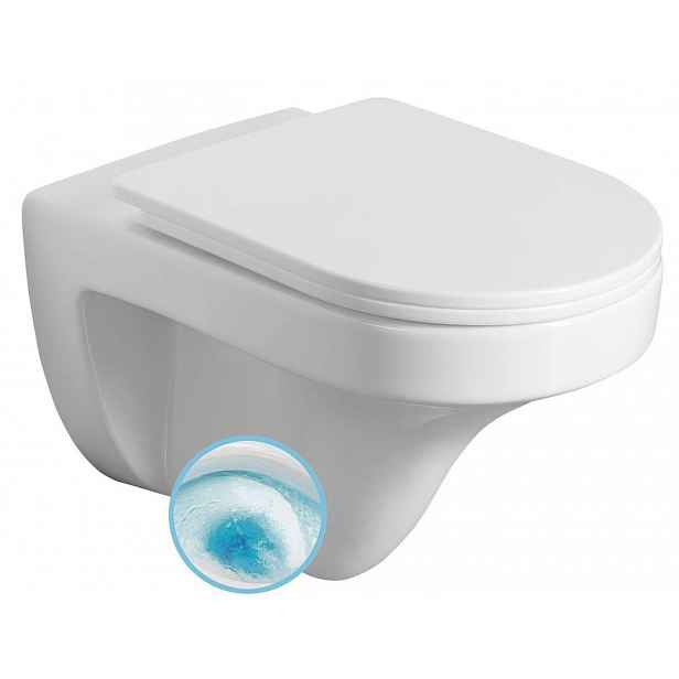 Aqualine Denica - Závěsné WC, Vortex Rimless, bílá PS8512
