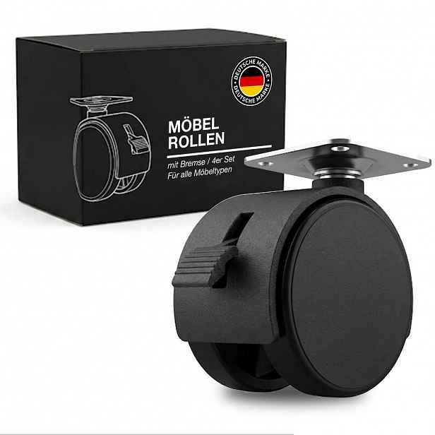 K-Möbel NÁBYTKOVÁ KOLEČKA 40 mm, sada 4 kusů s brzdou