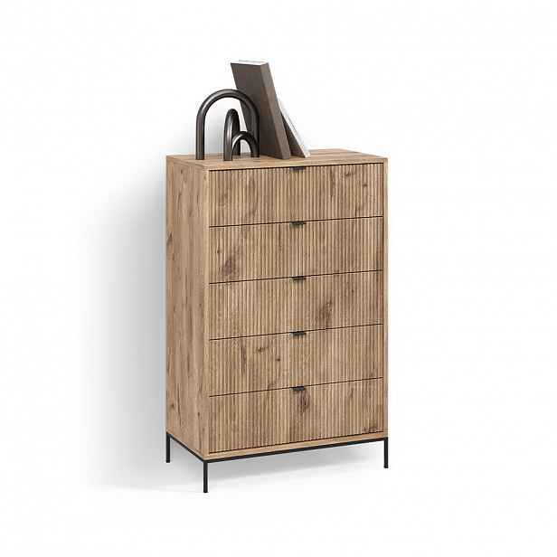 Livinity® KOMODA Aterno Dub Viking 76 x 120 cm s 5 zásuvkami