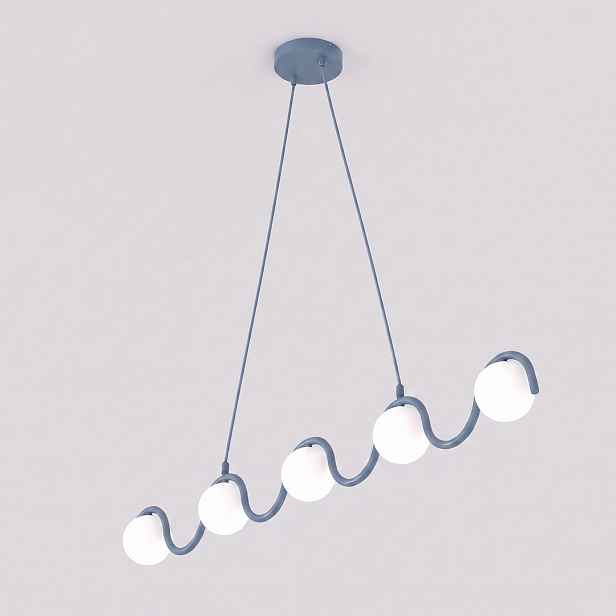 Závěsná lampa Sinus 5, zhasnutá modrá, 120 cm, 5 x G9