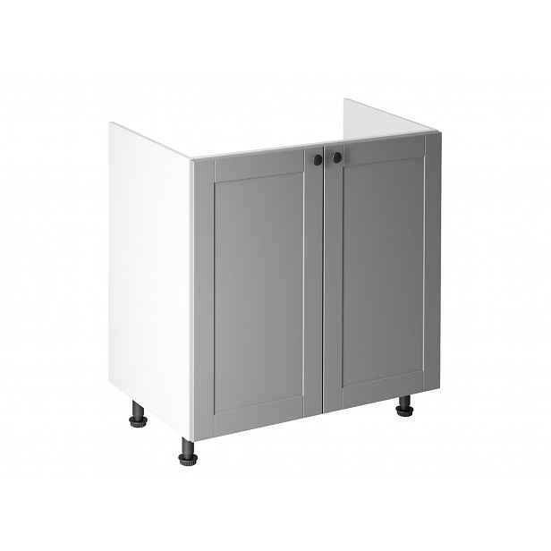Dvoudveřová dřezová skříňka LUMEA - šířka 80 cm, šedá / bílá