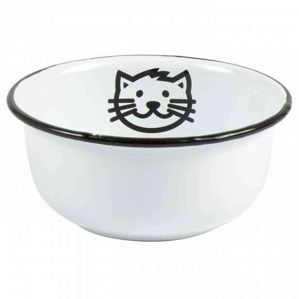 IB Laursen Bílá smaltovaná miska CAT ENAMEL