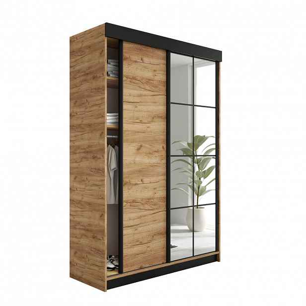 Kier Furniture POSUVNÁ ŠATNÍ SKŘÍŇ LAMARO 167x205x59 cm - Dub Craft