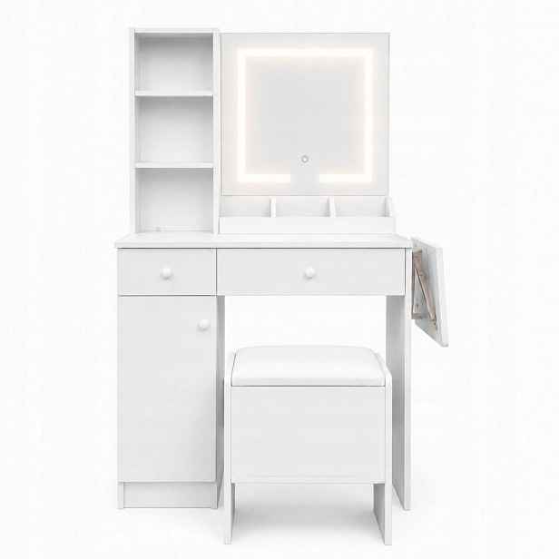 Toaletní Stolek Kosmetický Led 3 Barvy 112CM S Zásuvkami Usb Modernhome
