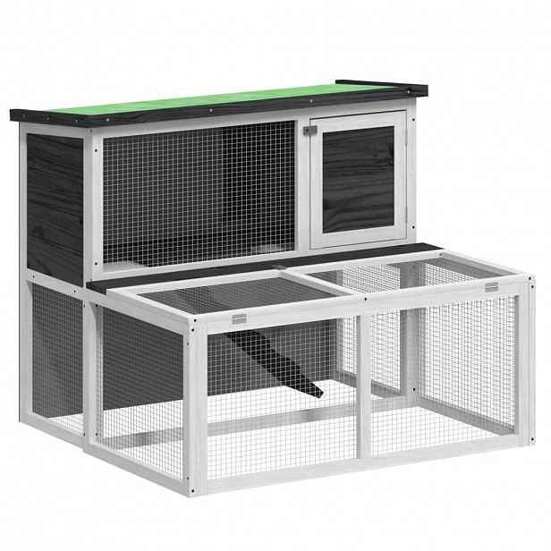 vidaXL Králíkárna šedá 102 x 90 x 84,5 cm masivní borové dřevo