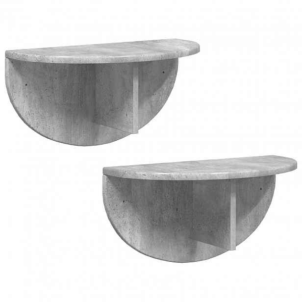 vidaXL Nástěnná polička 2 ks Betonově šedá 48 x 24 x 24 cm