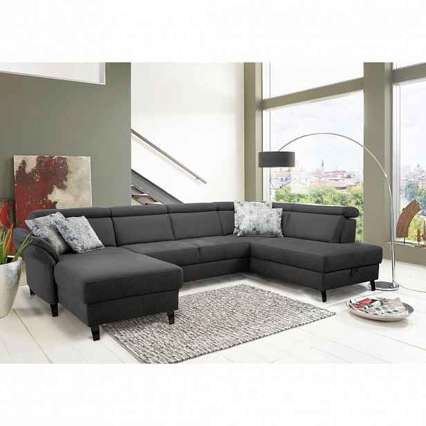 Sit & More SEDACÍ SOUPRAVA, textil, šedá, černá