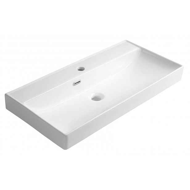 Aqualine Parla - Umyvadlo 80x38 cm, s přepadem, otvor pro baterii, bílá 9980