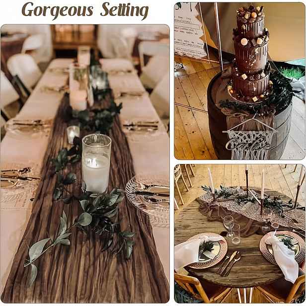 TEMU 10ft Hnědý Kávový Sýrový Ubrus na Stůl - Odolná Látka, Vláknitá , Nemačkavý - Rustikální Boho Svatební, Baby Shower, Díkůvzdání a Sváteční