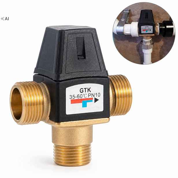 Třícestný mosazNÝ Směšovací Termostatický Ventil DN20 G3/4''