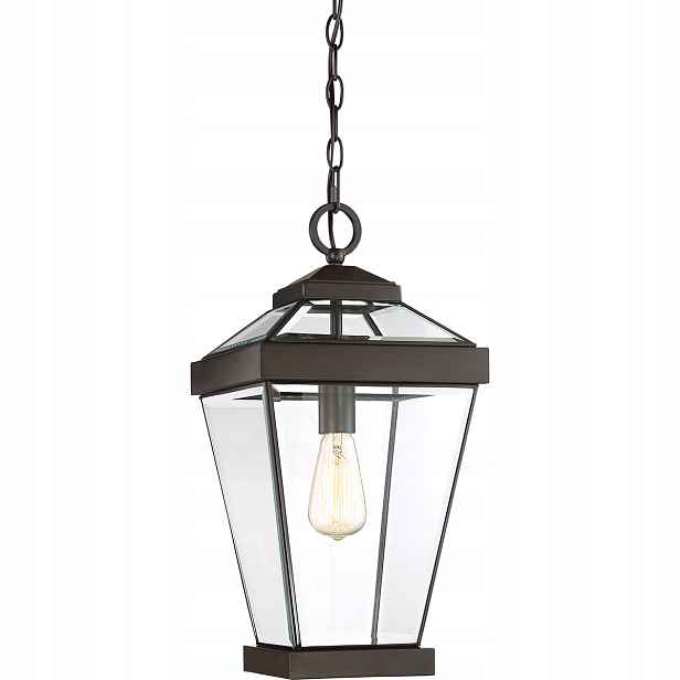 Venkovní závěsná dekorativní retro lampa s lampou, hnědá, IP44 Quoizel