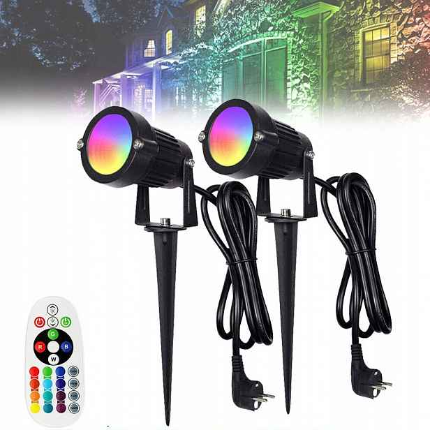 2x Zapichovací Led zahradní lampa Reflektor IP65 Vzduchotěsná s Kabelem