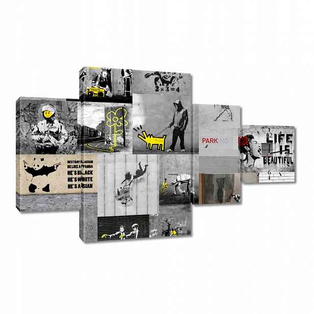 Nástěnné hodiny 130x80 Full Mix Banksy