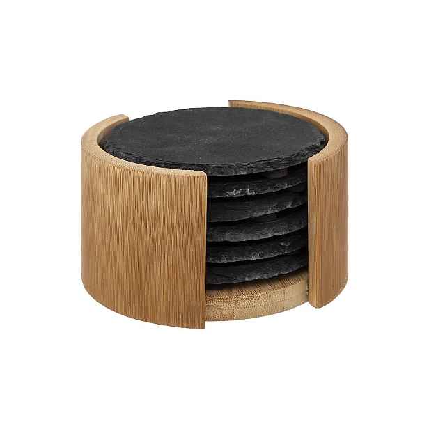 Secret de Gourmet Sada 6 ks kamenného prostírání STONY černá/bambus